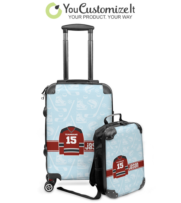 Custom Hockey Kids 2-Piece Luggage Set - Suitcase & Backpack Custom Hockey Kids 2-Piece Luggage Set - Suitcase & Backpack