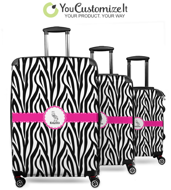 Custom Zebra 3 Piece Luggage Set - 20