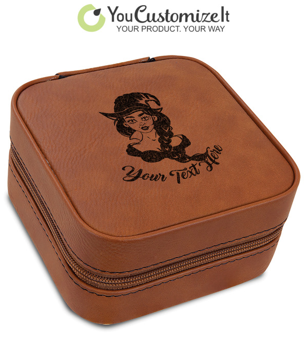 Custom Witches On Halloween Travel Jewelry Box - Leather
