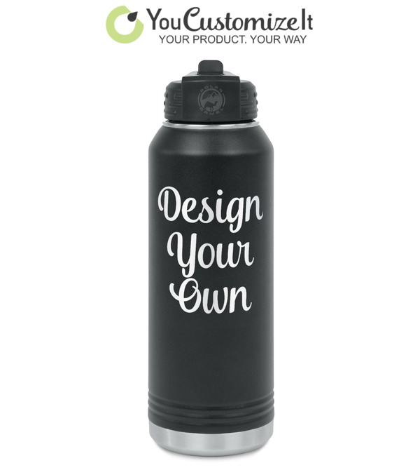 Personalized 32 oz Black Water Bottle - Customizable Photo Products & Gifts
