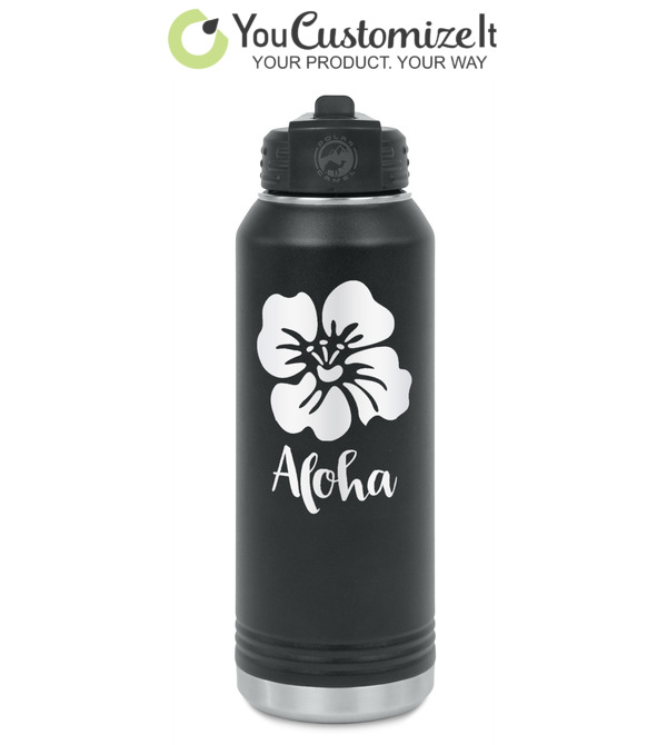 Custom Preppy Hibiscus Water Bottles - Laser Engraved