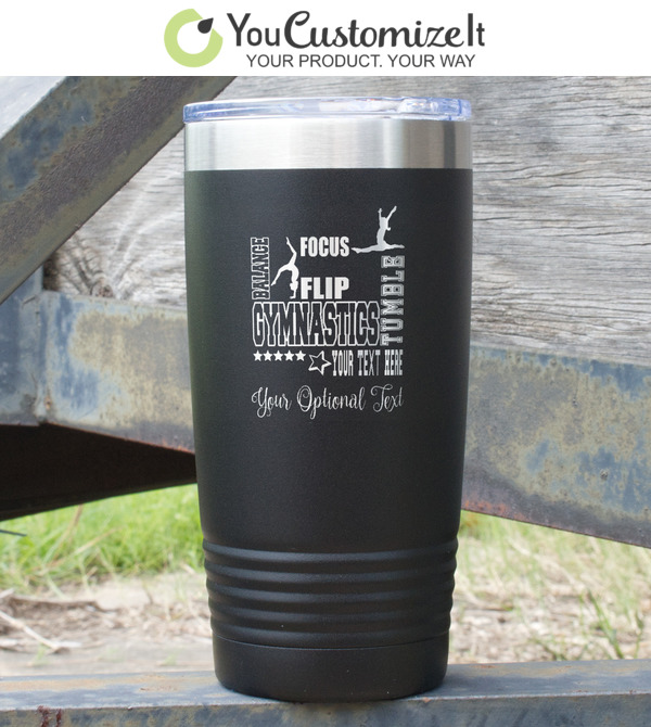 Custom Gymnastics with Name/Text 20 oz Stainless Steel Tumbler |  YouCustomizeIt