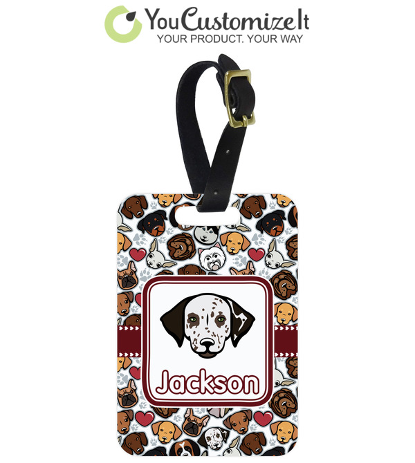 Custom Dog Faces Metal Luggage Tag w/ Name or Text | YouCustomizeIt