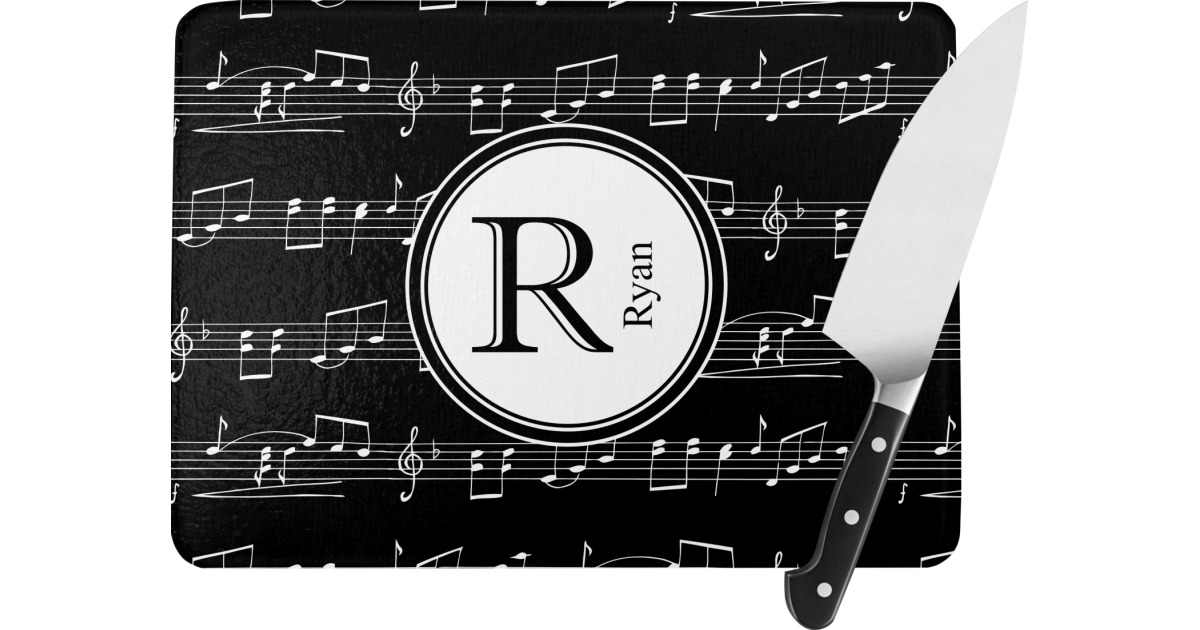Custom Musical Notes Rectangular Glass Cutting Board - Large - 15.25 ...