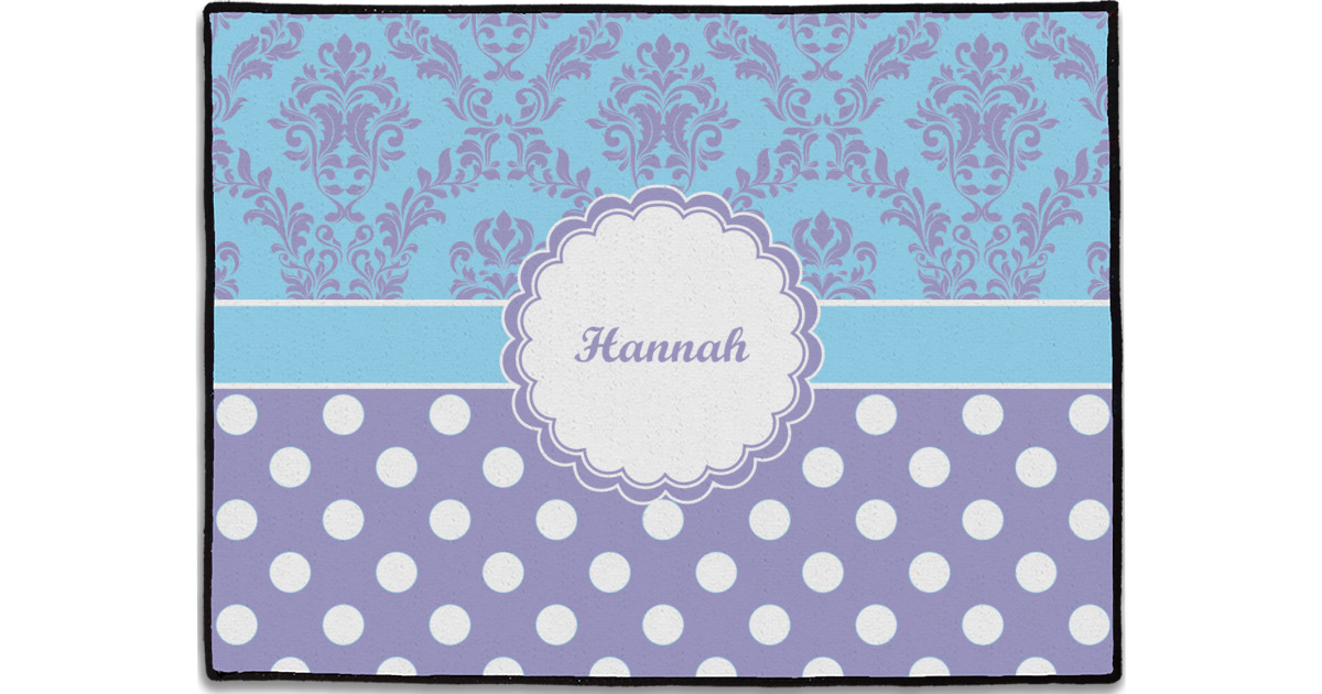Custom Purple Damask & Dots Door Mat (Personalized) | YouCustomizeIt
