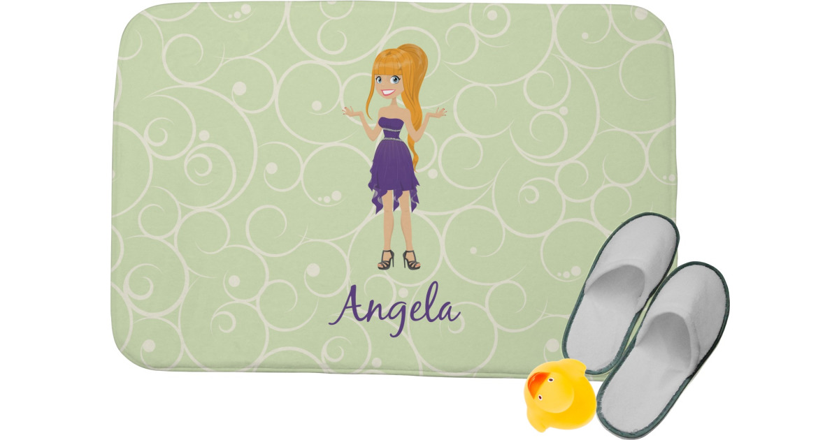 Custom Custom Character (Woman) Memory Foam Bath Mat (Personalized ...