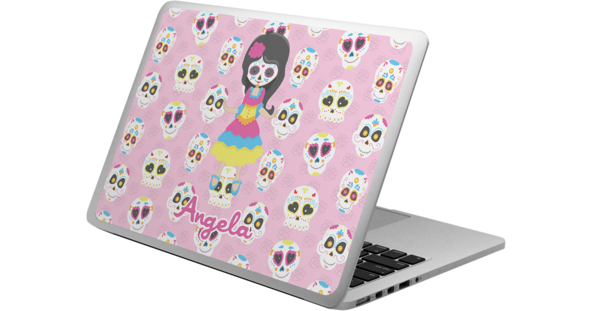 Skin Universel Pour Ordinateur Portable 14 Pouces - Sugar Skulls Rouge Et Noir Dia De Los Muertos