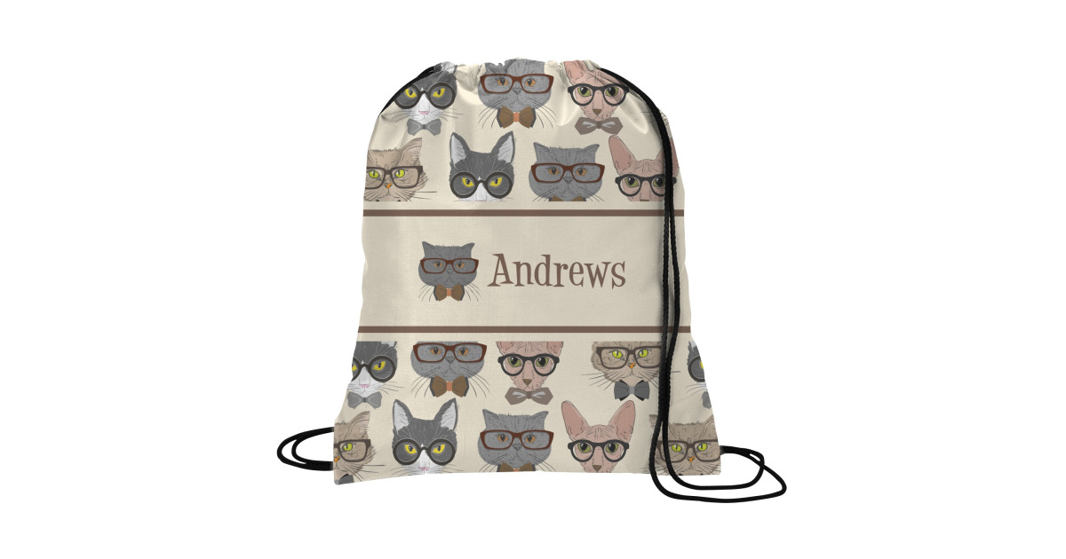 Custom Hipster Cats Drawstring Backpack (Personalized) | YouCustomizeIt