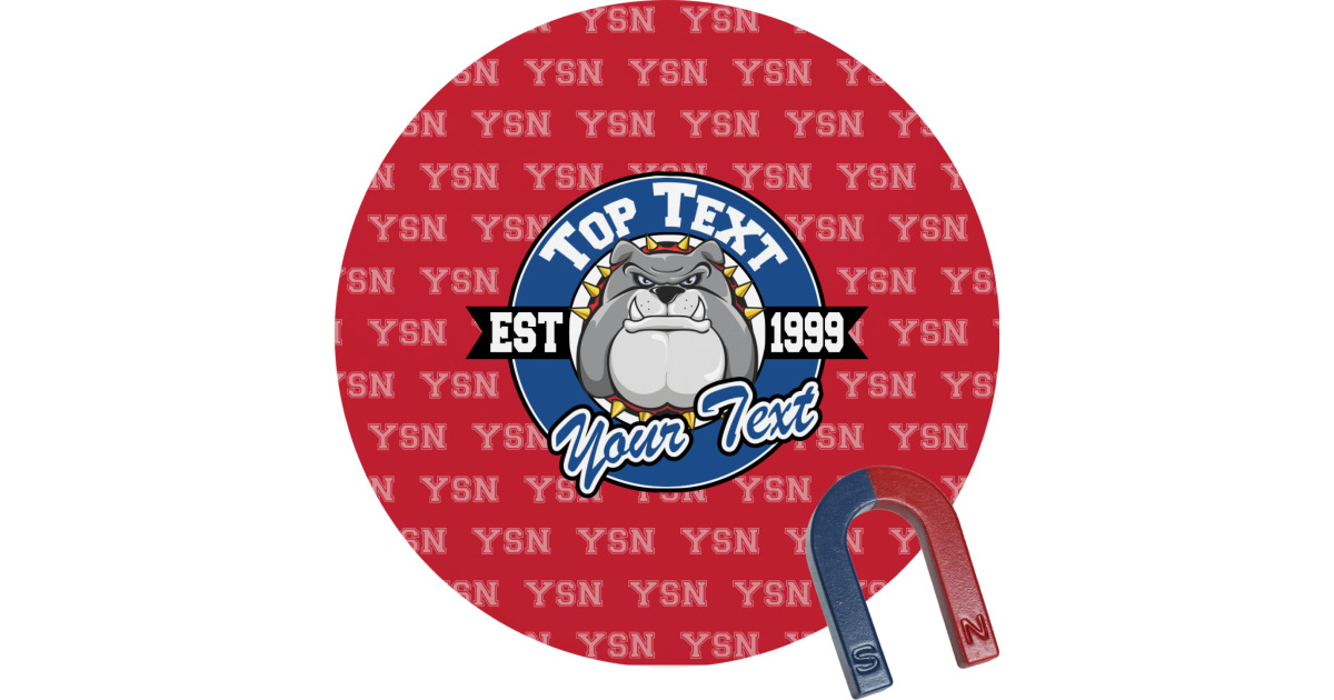 Custom School Mascot Round Fridge Magnet Personalized Youcustomizeit
