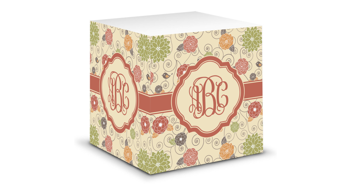 Custom Fall Flowers Sticky Note Cube (Personalized) | YouCustomizeIt