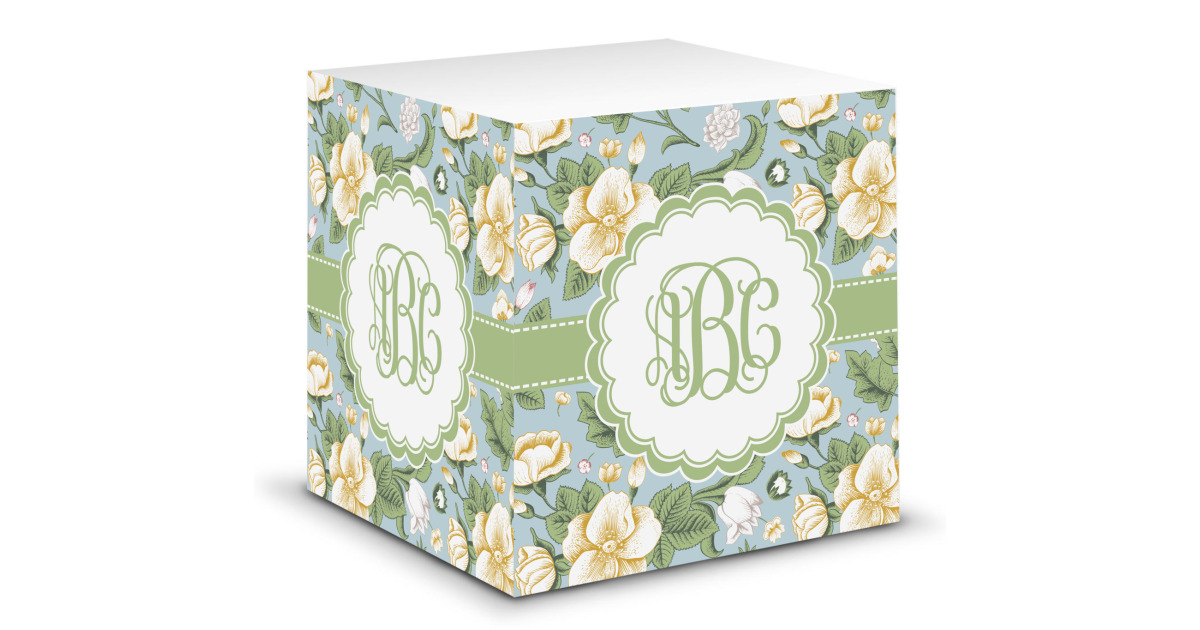 Custom Vintage Floral Sticky Note Cube (Personalized) | YouCustomizeIt