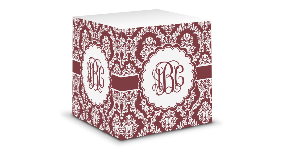 Custom Maroon & White Sticky Note Cube (Personalized) | YouCustomizeIt