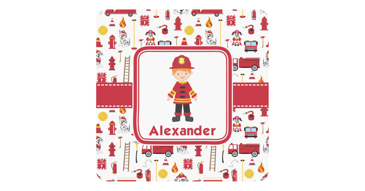 Custom Firefighter Character Square Decal (Personalized) | YouCustomizeIt