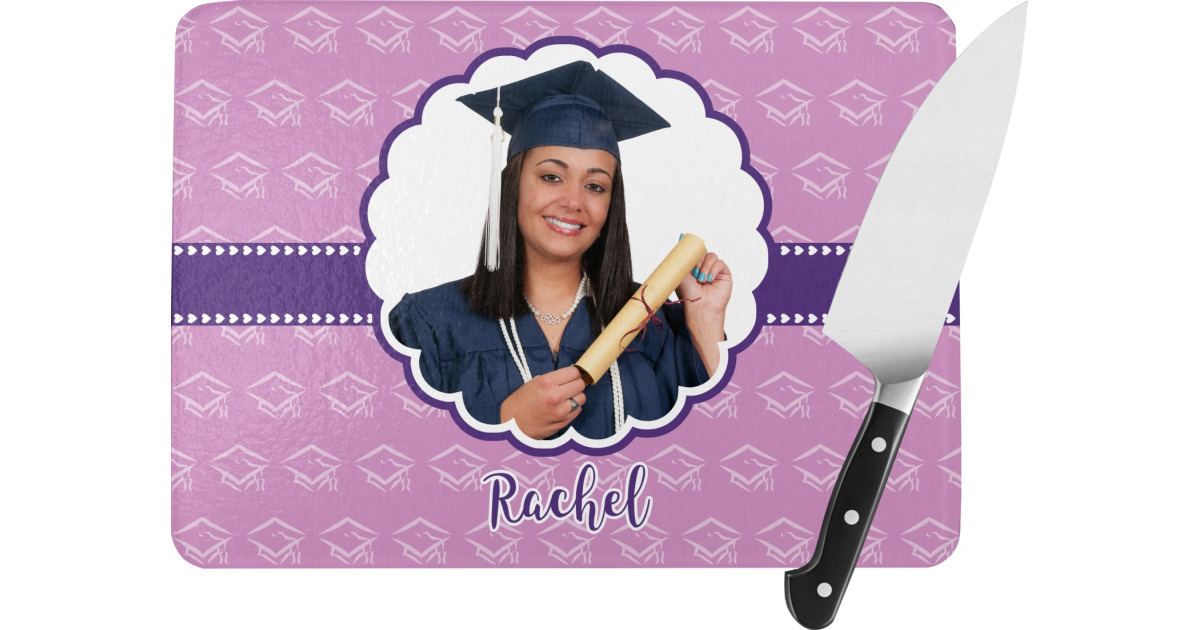 Custom Graduation Rectangular Glass Cutting Board - Medium - 11