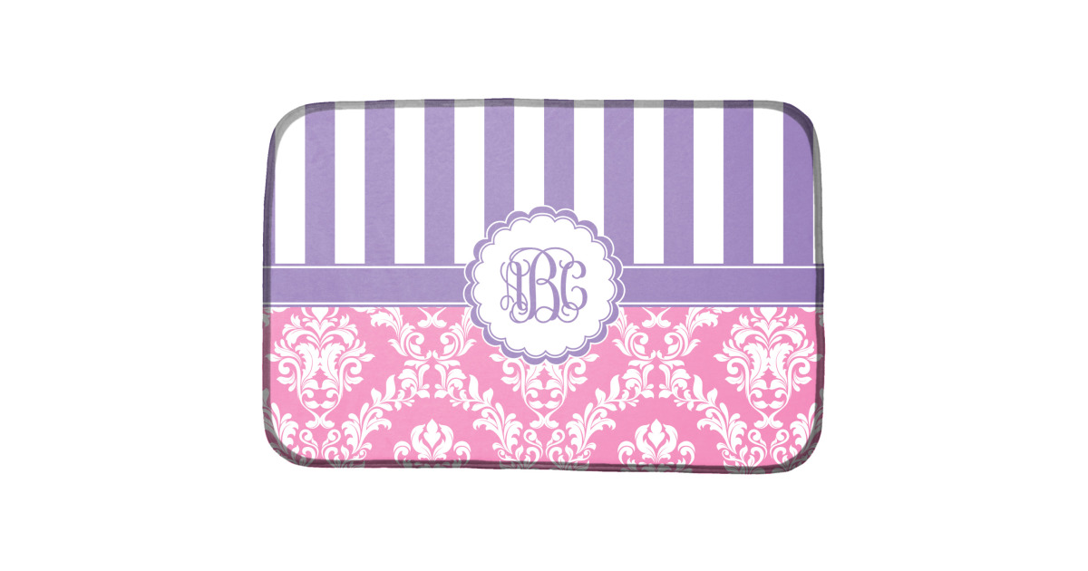 Custom Pink & Purple Damask Dish Drying Mat (Personalized) | YouCustomizeIt