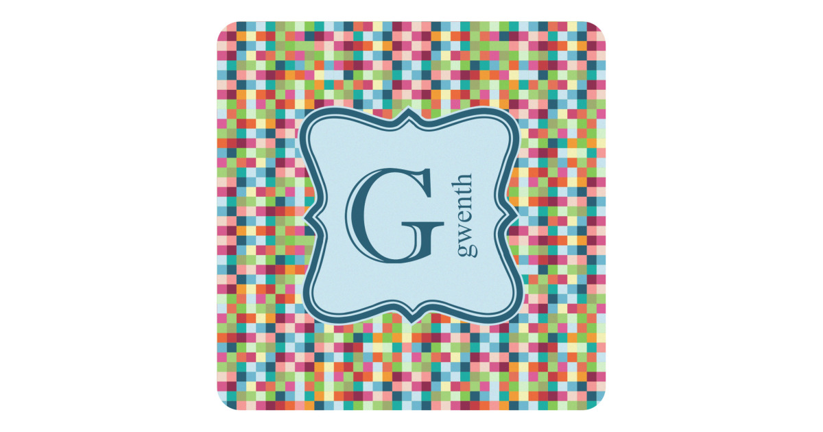 Custom Retro Pixel Squares Square Decal (Personalized) | YouCustomizeIt