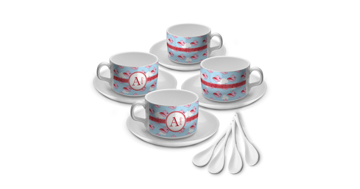 Custom Flying Pigs Tea Cup - Set of 4 (Personalized) | YouCustomizeIt