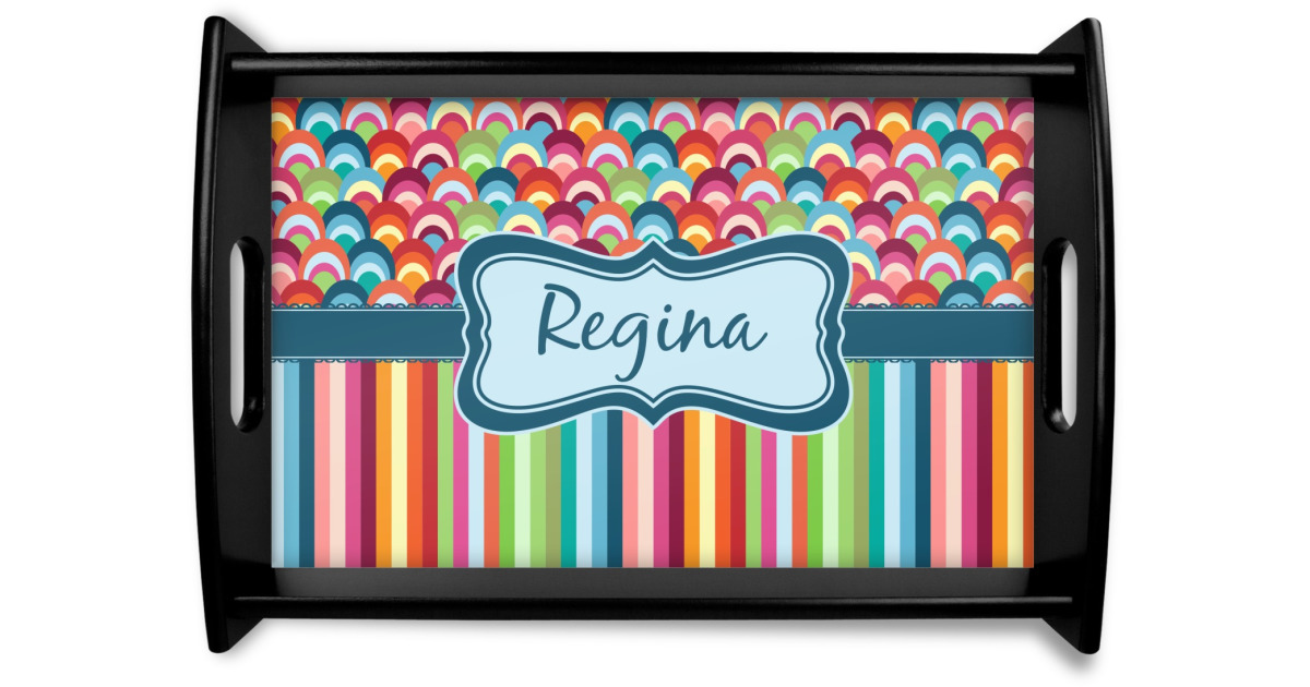 Custom Retro Scales & Stripes Wooden Tray (Personalized) | YouCustomizeIt