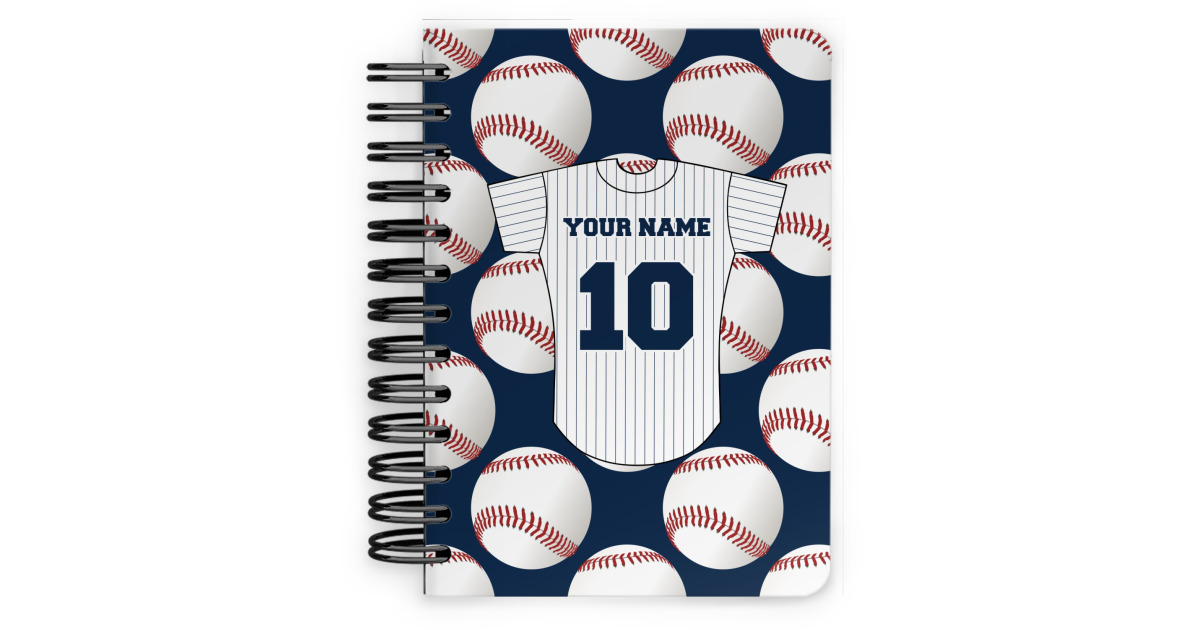 Custom Baseball Jersey Spiral Notebook - 5x7 w/ Name and Number ...