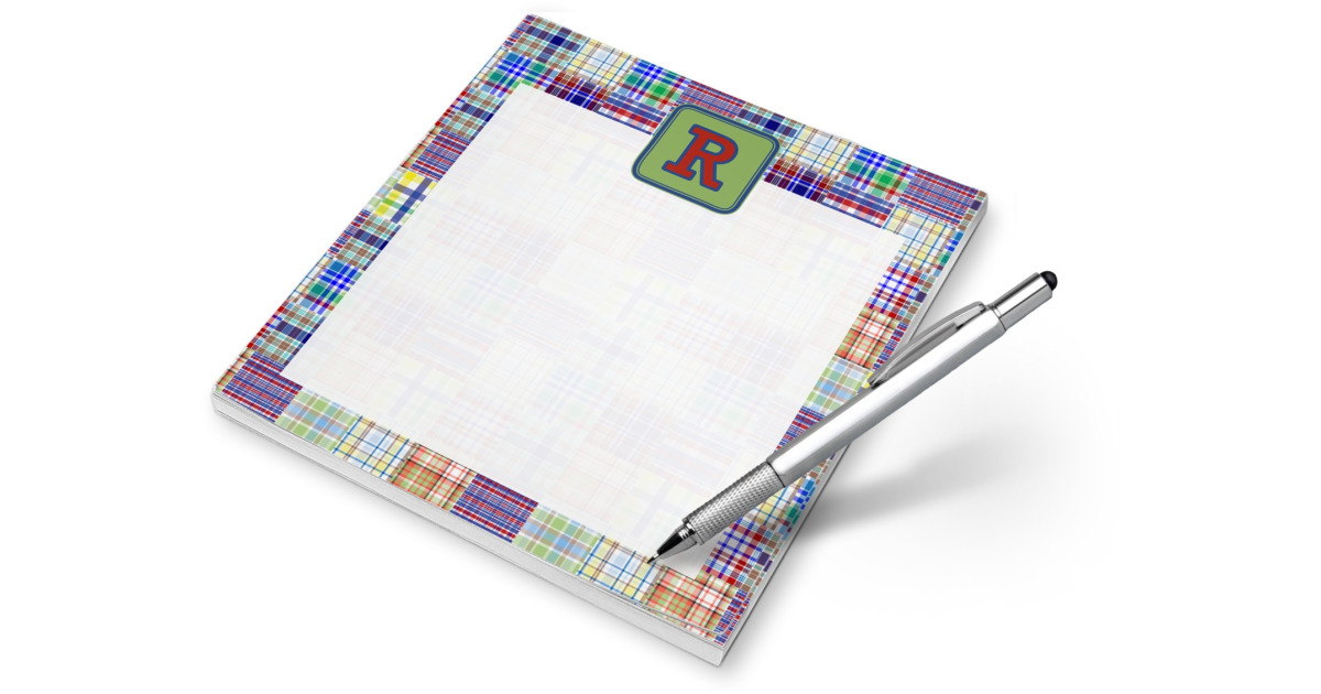 Custom Blue Madras Plaid Print Notepad (Personalized) | YouCustomizeIt
