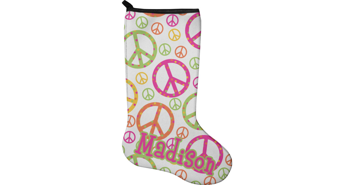 Custom Peace Sign Holiday Stocking - Neoprene (Personalized ...