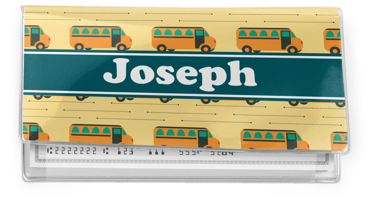 Custom School Bus Vinyl Checkbook Cover (Personalized) | YouCustomizeIt