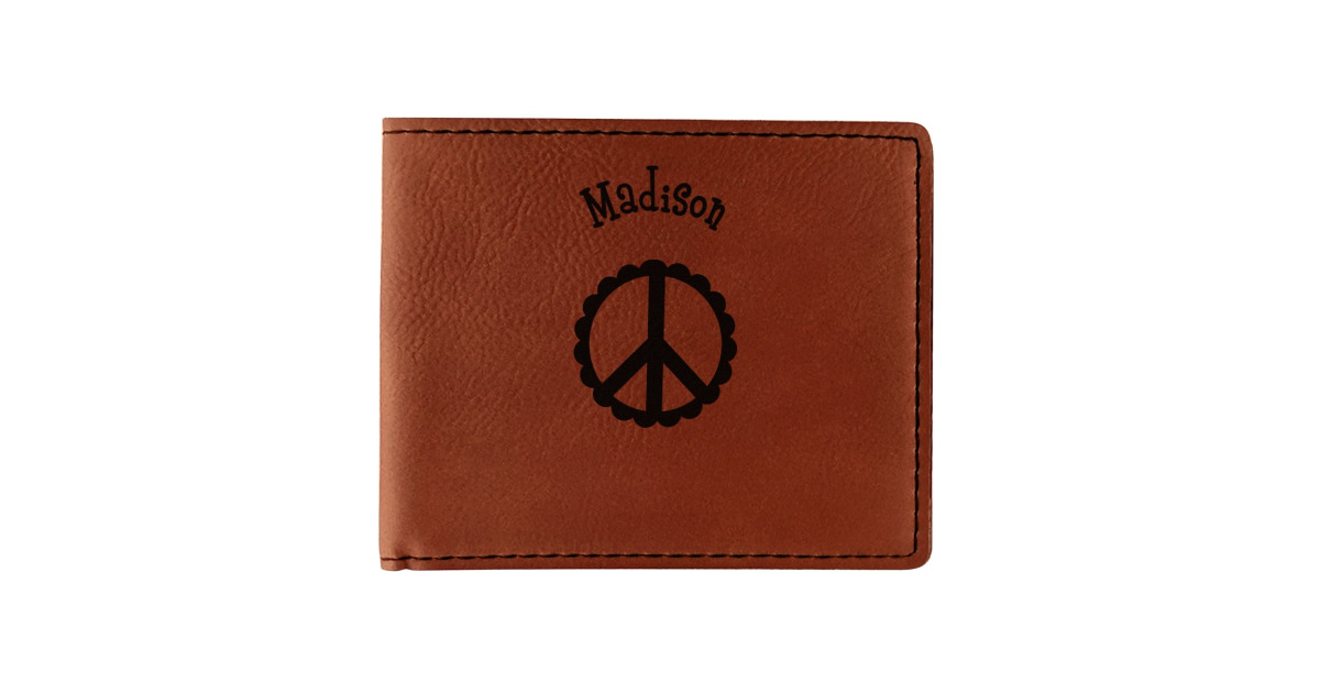 Custom Peace Sign Leatherette Bifold Wallet (Personalized) | YouCustomizeIt