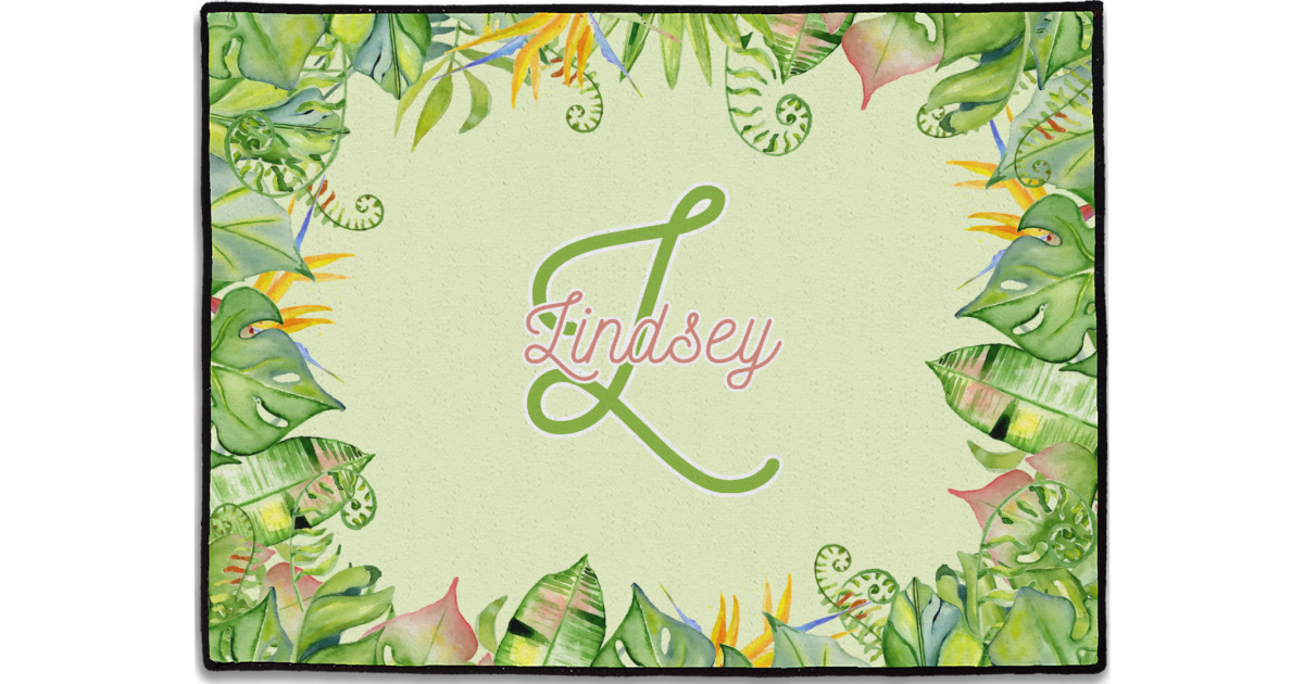 Custom Tropical Leaves Border Door Mat (Personalized) | YouCustomizeIt