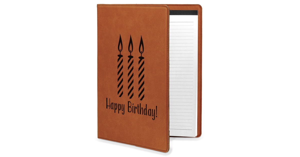 Custom Happy Birthday Leatherette Portfolio with Notepad - Large ...