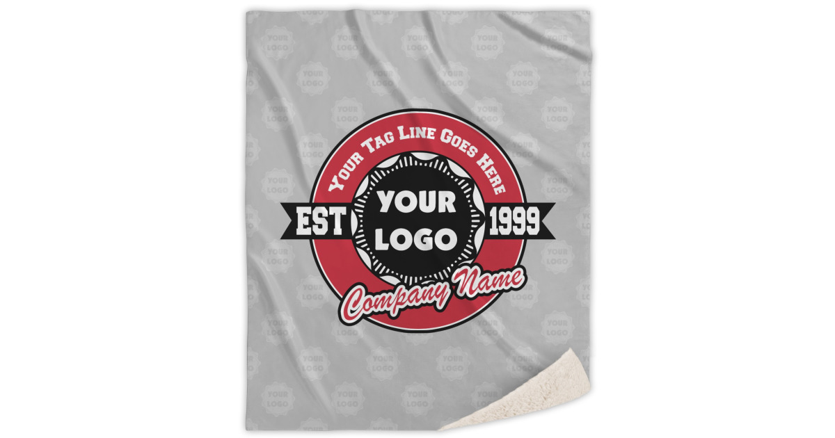 Custom Logo & Tag Line Sherpa Throw Blanket - 60