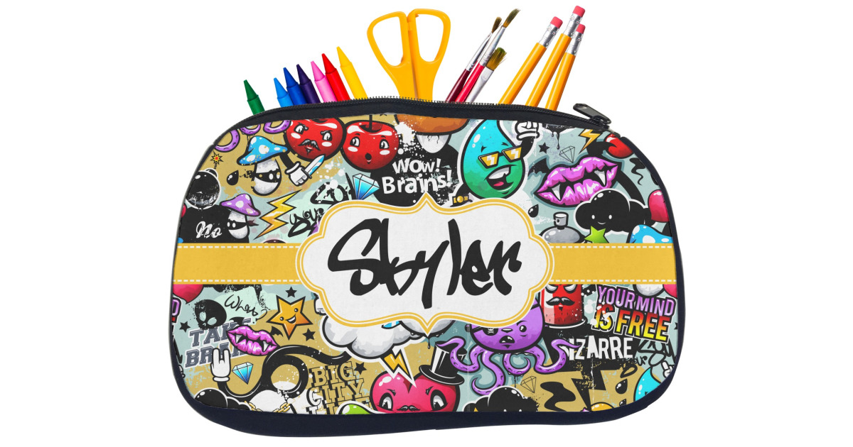 Custom Graffiti Neoprene Pencil Case - Medium w/ Name or Text ...