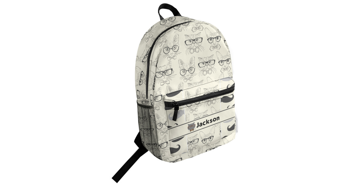 Custom Hipster Cats & Mustache Student Backpack (Personalized ...