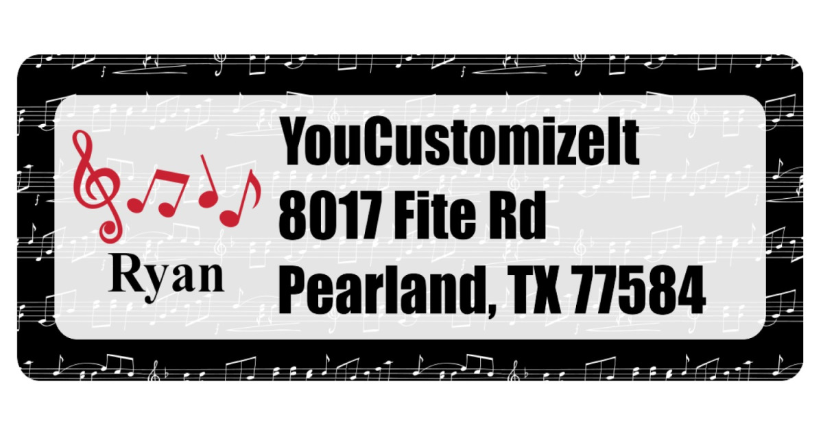 Custom Musical Notes Return Address Labels (Personalized) | YouCustomizeIt