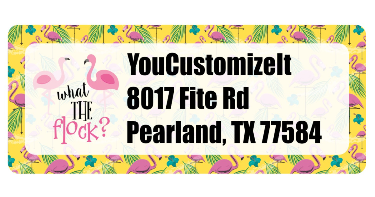Custom Pink Flamingo Return Address Labels (Personalized) | YouCustomizeIt