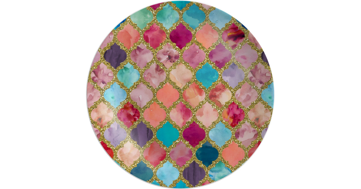 Custom Glitter Moroccan Watercolor Melamine Plate - 10" | YouCustomizeIt