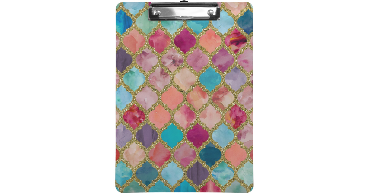 Custom Glitter Moroccan Watercolor Clipboard | YouCustomizeIt
