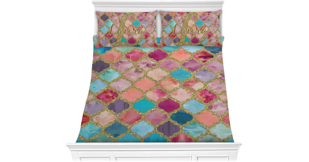 Custom Glitter Moroccan Watercolor Comforters | YouCustomizeIt