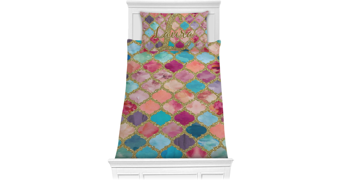 Custom Glitter Moroccan Watercolor Comforter Set - Twin | YouCustomizeIt