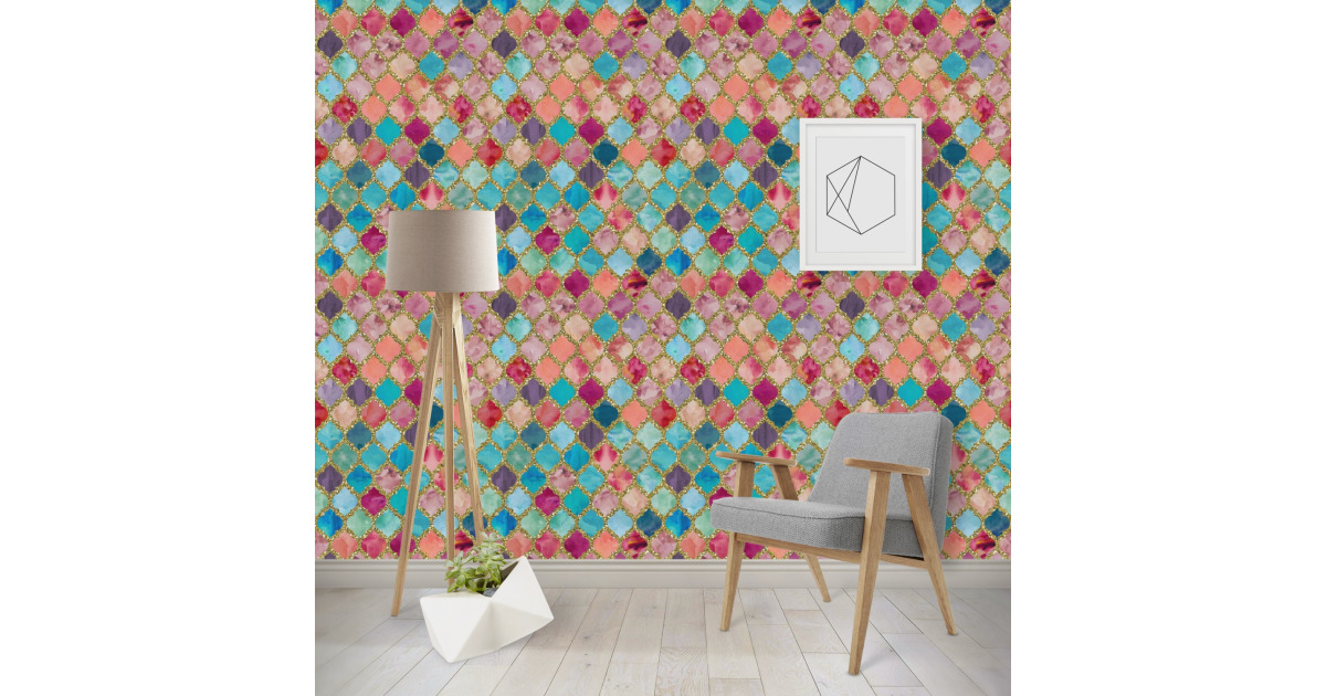 Custom Glitter Moroccan Watercolor Wallpaper & Surface Covering ...
