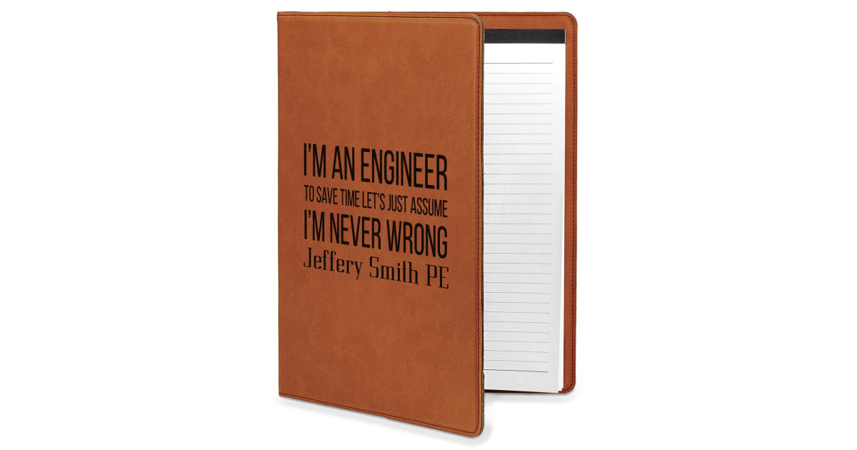 Custom Engineer Quotes Leatherette Portfolio with Notepad (Personalized ...