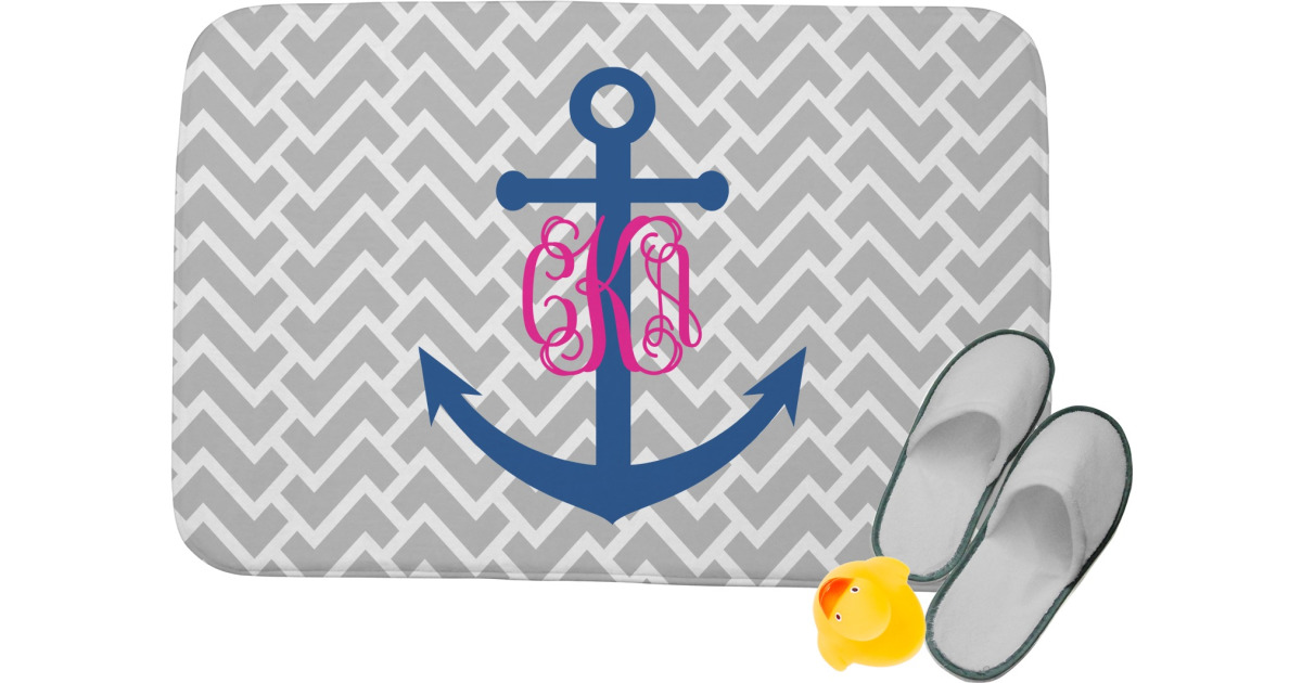 Custom Monogram Anchor Memory Foam Bath Mat (Personalized) | YouCustomizeIt