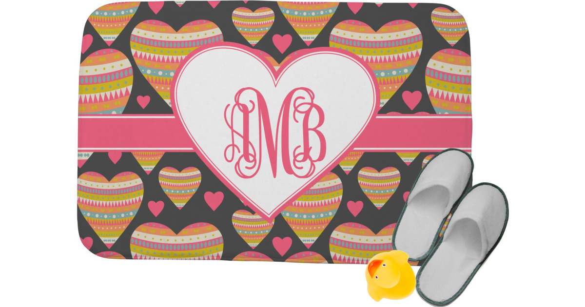 Custom Hearts Memory Foam Bath Mat (Personalized) | YouCustomizeIt