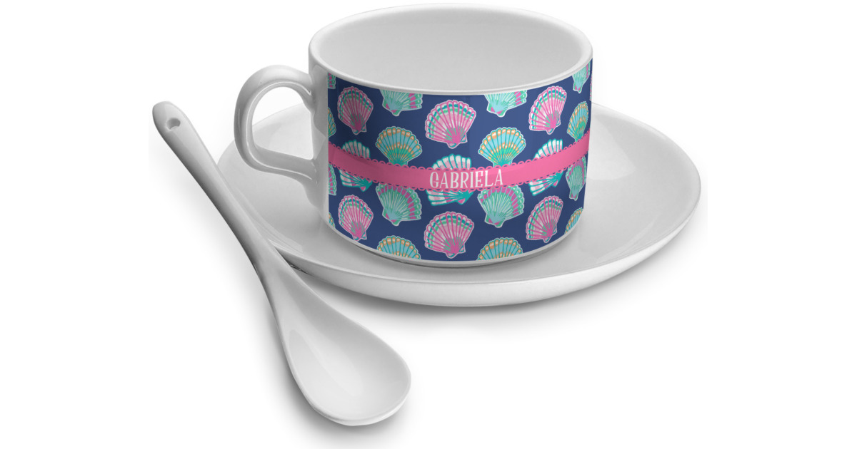 Custom Preppy Sea Shells Tea Cup (Personalized) | YouCustomizeIt