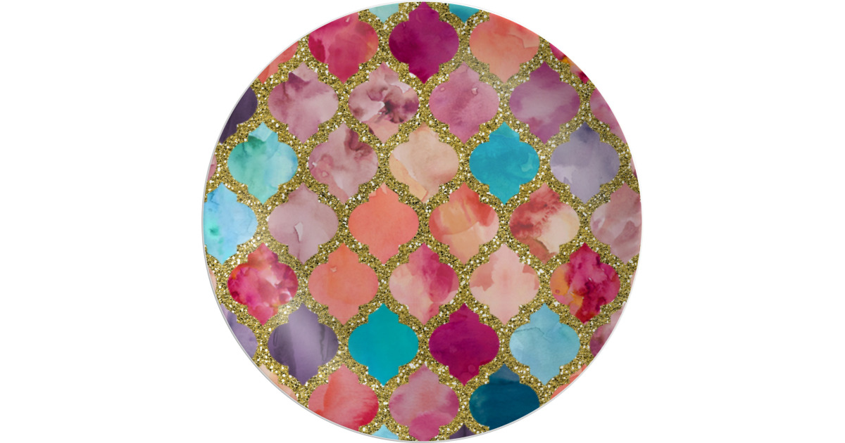 Custom Glitter Moroccan Watercolor Melamine Plate | YouCustomizeIt