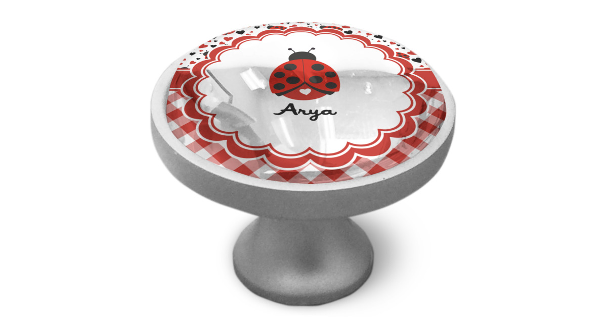 Custom Ladybugs & Gingham Cabinet Knob (Personalized) | YouCustomizeIt
