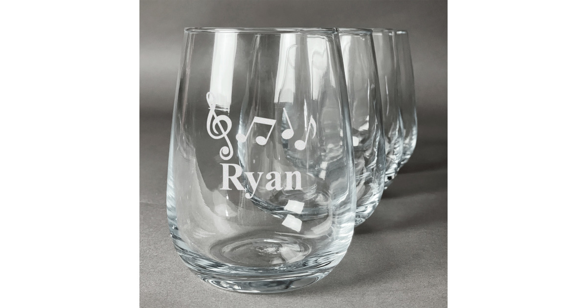 Custom Musical Notes Stemless Wine Glasses (Set of 4) (Personalized ...