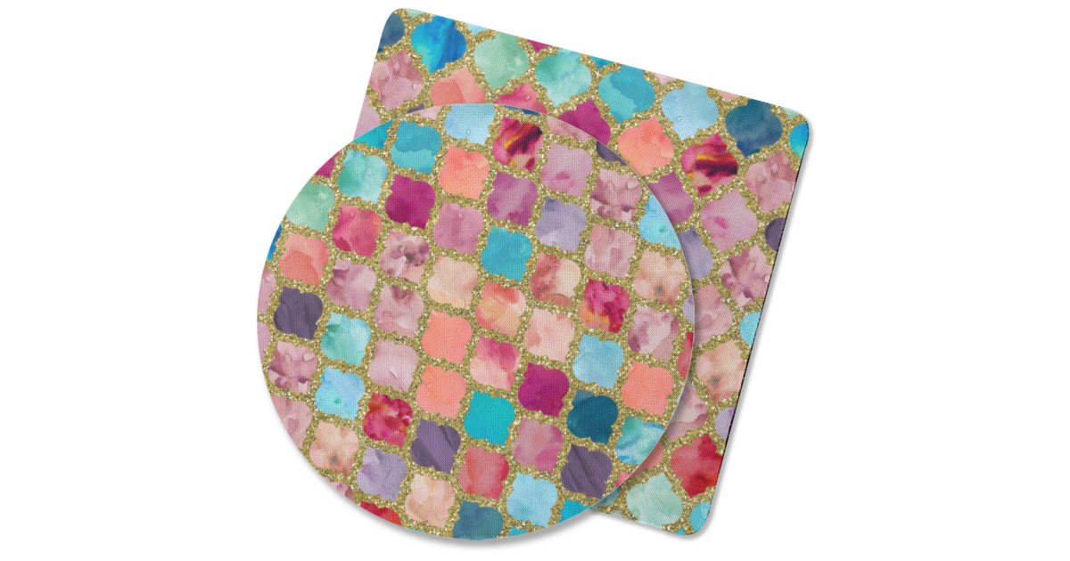 Custom Glitter Moroccan Watercolor Rubber Backed Coaster | YouCustomizeIt