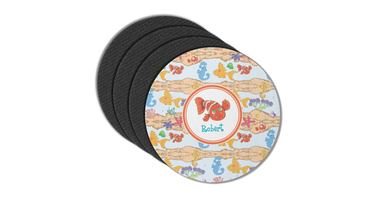 Custom Under the Sea Round Rubber Backed Coasters - Set of 4 ...