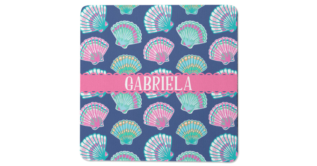Custom Preppy Sea Shells Square Rubber Backed Coaster (Personalized ...