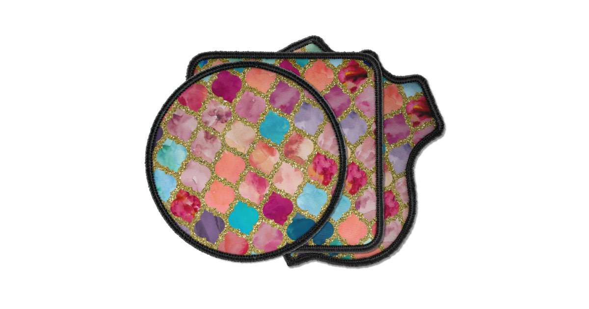 Custom Glitter Moroccan Watercolor Iron on Patches | YouCustomizeIt